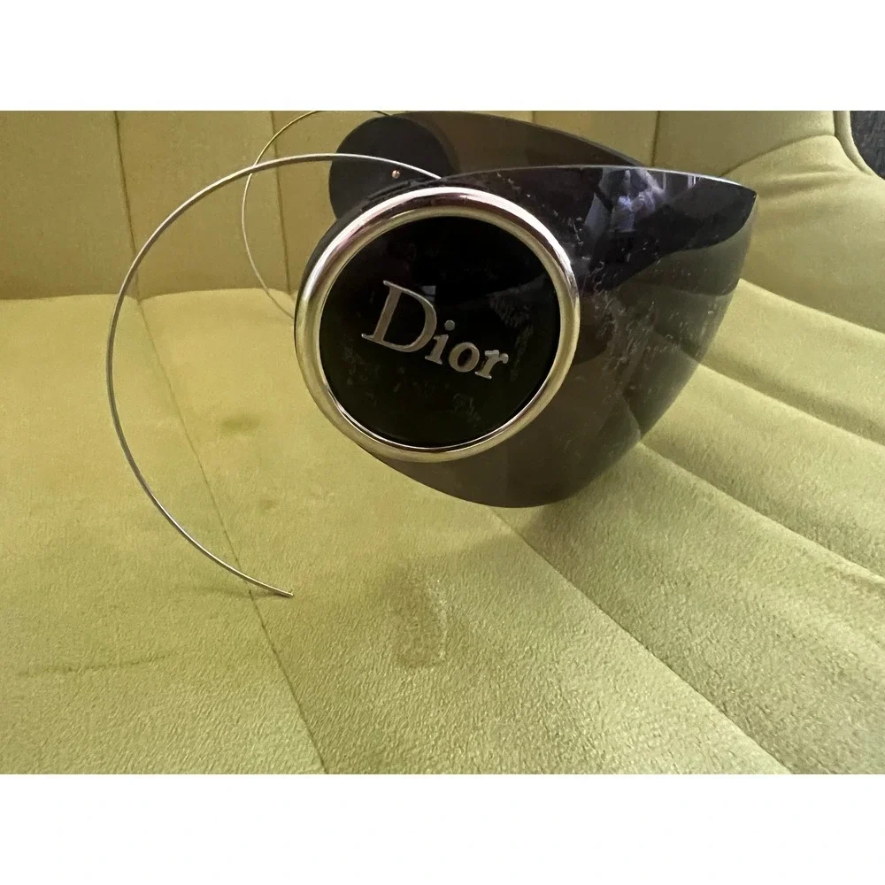 Christian Dior Vintage Shield Sunglasses Y2K Oversized Wrap Logo Medallion Black